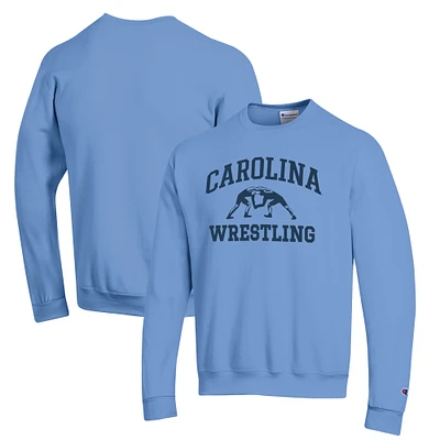 Men's Champion Carolina Blue North Tar Heels Wrestling Icon Powerblend Pullover Sweatshirt
