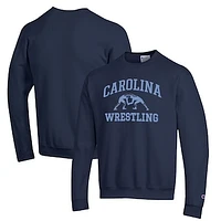 Men's Champion Navy North Carolina Tar Heels Wrestling Icon Powerblend Pullover Sweatshirt