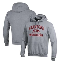 Men's Champion Gray Stanford Cardinal Wrestling Icon Pullover Hoodie