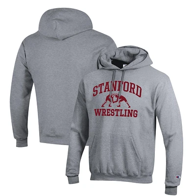 Men's Champion Gray Stanford Cardinal Wrestling Icon Pullover Hoodie