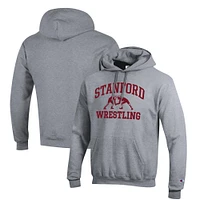 Men's Champion Gray Stanford Cardinal Wrestling Icon Pullover Hoodie