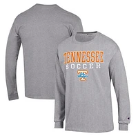 Men's Champion Gray Tennessee Volunteers Soccer Stack Logo Long Sleeve T-Shirt