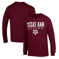 Men's Champion Maroon Texas A&M Aggies Soccer Stack Logo Long Sleeve T-Shirt
