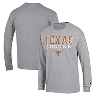 Men's Champion Gray Texas Longhorns Soccer Stack Logo Long Sleeve T-Shirt