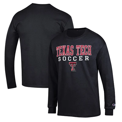 Men's Champion Black Texas Tech Red Raiders Soccer Stack Logo Long Sleeve T-Shirt