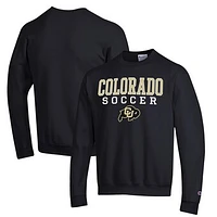 Men's Champion Black Colorado Buffaloes Soccer Stack Logo Powerblend Pullover Sweatshirt
