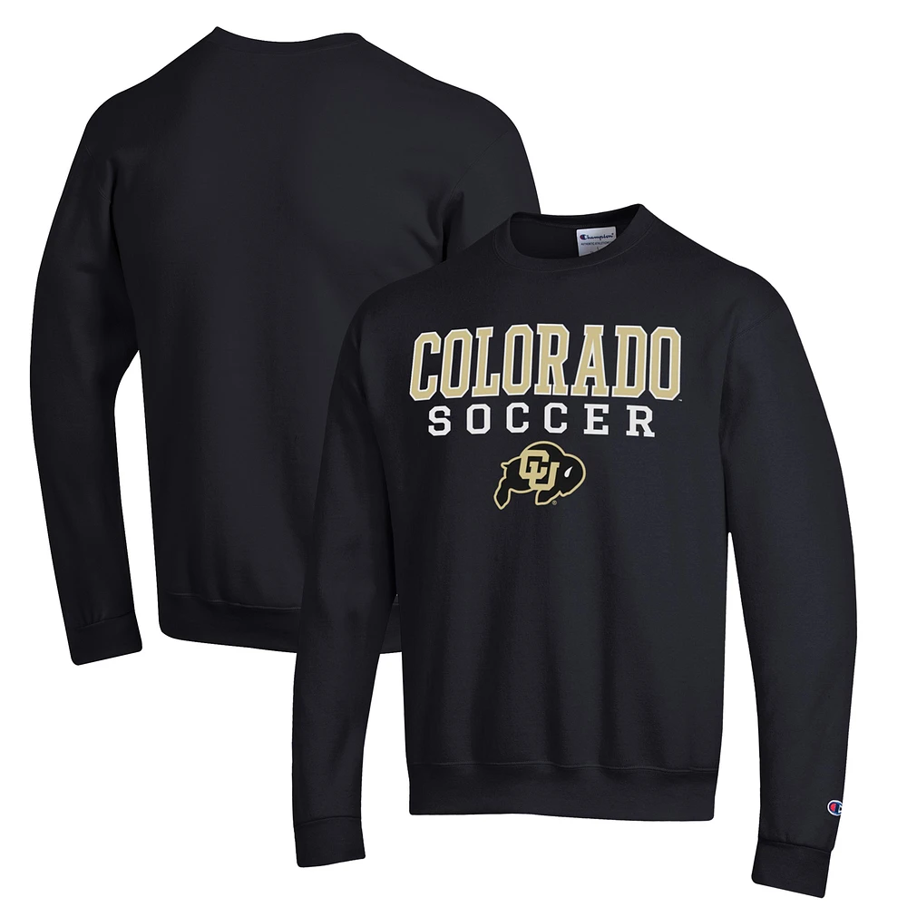 Men's Champion Black Colorado Buffaloes Soccer Stack Logo Powerblend Pullover Sweatshirt