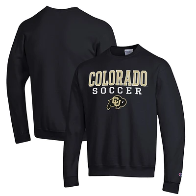 Men's Champion Black Colorado Buffaloes Soccer Stack Logo Powerblend Pullover Sweatshirt