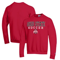 Men's Champion Scarlet Ohio State Buckeyes Soccer Stack Logo Powerblend Pullover Sweatshirt