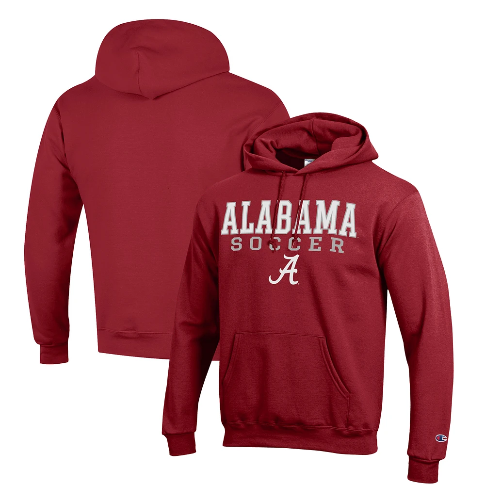 Men's Champion Crimson Alabama Tide Soccer Stack Logo Powerblend Pullover Hoodie