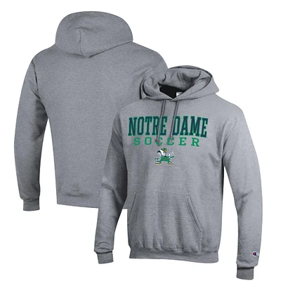 Men's Champion Gray Notre Dame Fighting Irish Soccer Stack Logo Powerblend Pullover Hoodie