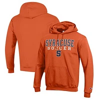 Men's Champion Orange Syracuse Soccer Stack Logo Powerblend Pullover Hoodie