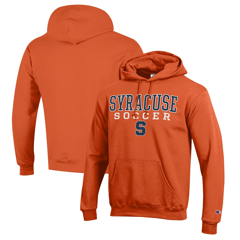 Men's Champion Orange Syracuse Soccer Stack Logo Powerblend Pullover Hoodie