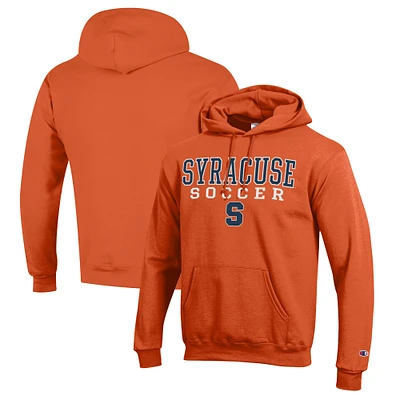 Men's Champion Orange Syracuse Soccer Stack Logo Powerblend Pullover Hoodie