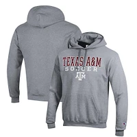 Men's Champion Gray Texas A&M Aggies Soccer Stack Logo Powerblend Pullover Hoodie