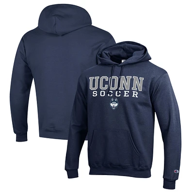 Men's Champion Navy UConn Huskies Soccer Stack Logo Powerblend Pullover Hoodie