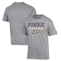 Men's Champion Gray Purdue Boilermakers Soccer Stack Logo T-Shirt