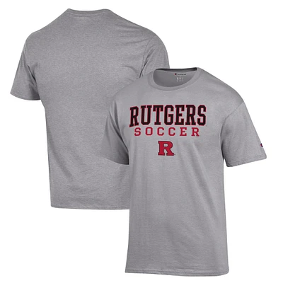 Men's Champion Gray Rutgers Scarlet Knights Soccer Stack Logo T-Shirt