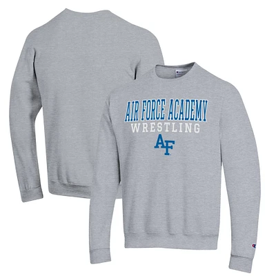 Men's Champion Gray Air Force Falcons Wrestling Stack Powerblend Pullover Sweatshirt
