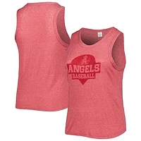 Women's Soft as a Grape Red Los Angeles Angels Plus High Neck Tri-Blend Tank Top