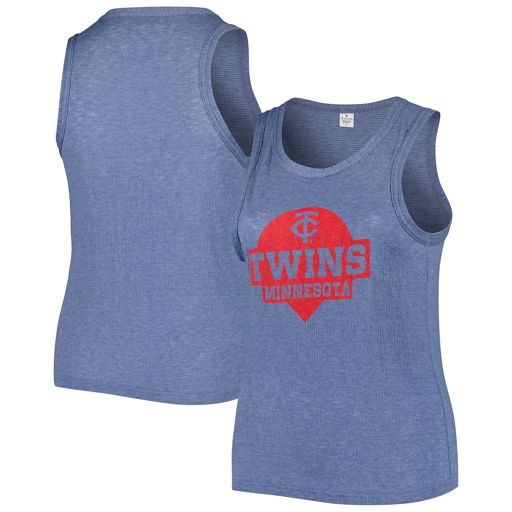 Women's Soft as a Grape Navy Minnesota Twins Plus Size High Neck Tri-Blend Tank Top