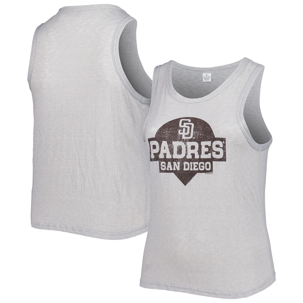 Women's Soft as a Grape Gray San Diego Padres Plus High Neck Tri-Blend Tank Top