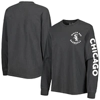 Women's Soft as a Grape Black Chicago White Sox Team Pigment Dye Long Sleeve T-Shirt