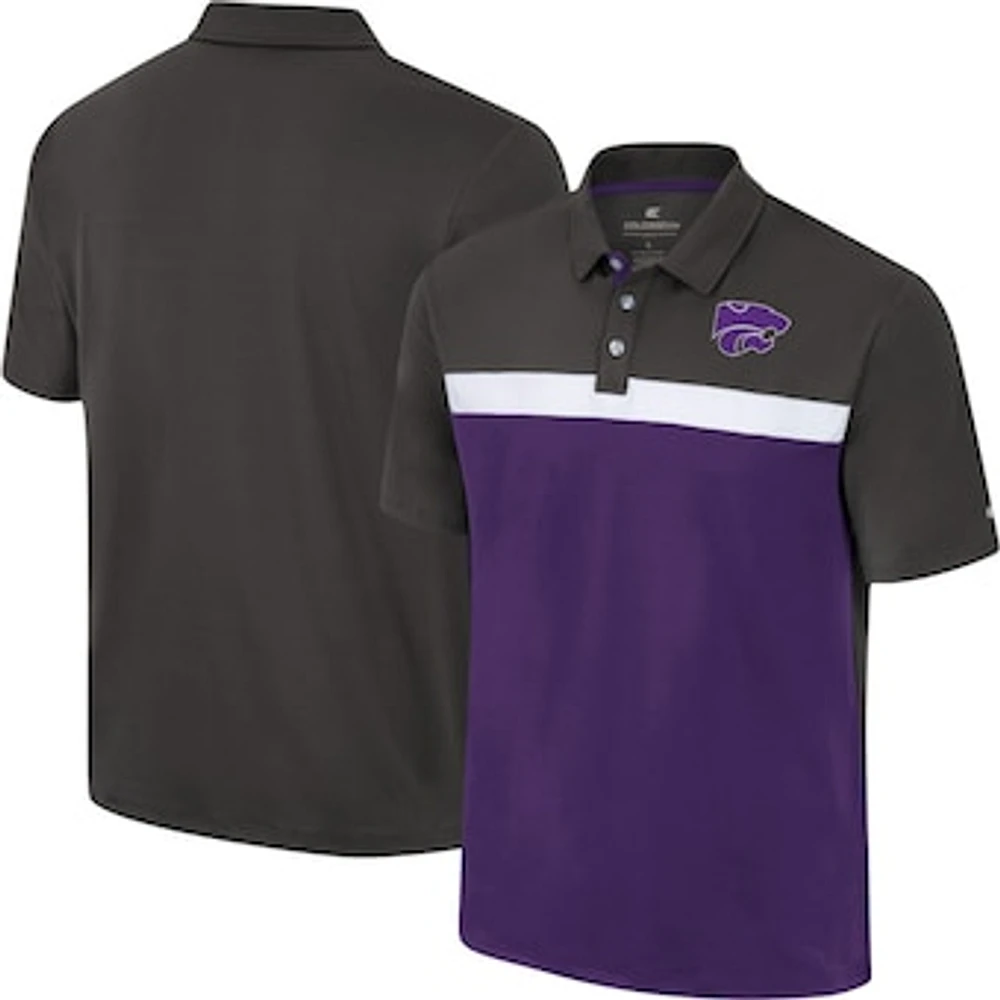 Men's Colosseum Charcoal Kansas State Wildcats Two Yutes Polo