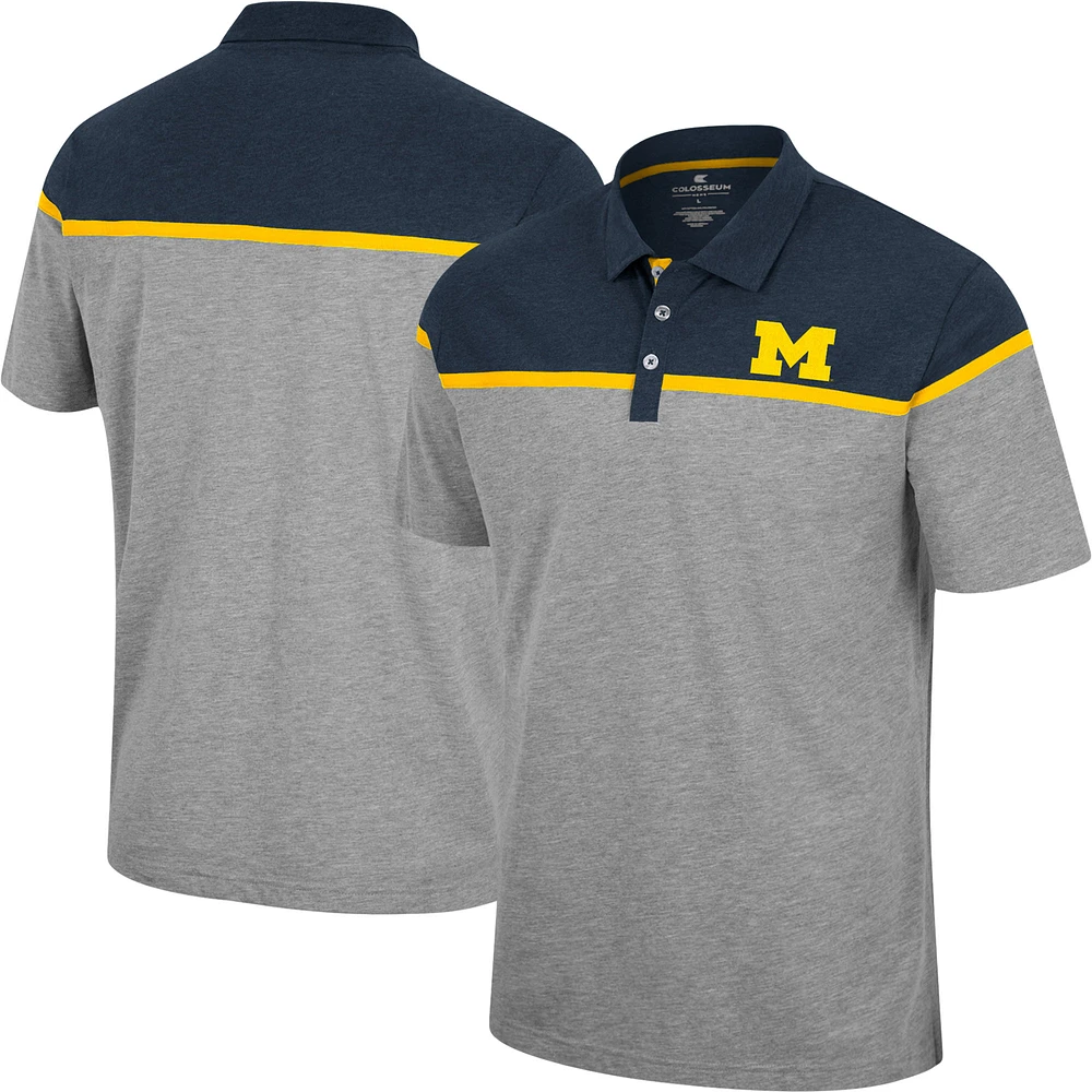 Men's Colosseum Heather Gray Michigan Wolverines Chamberlain Polo