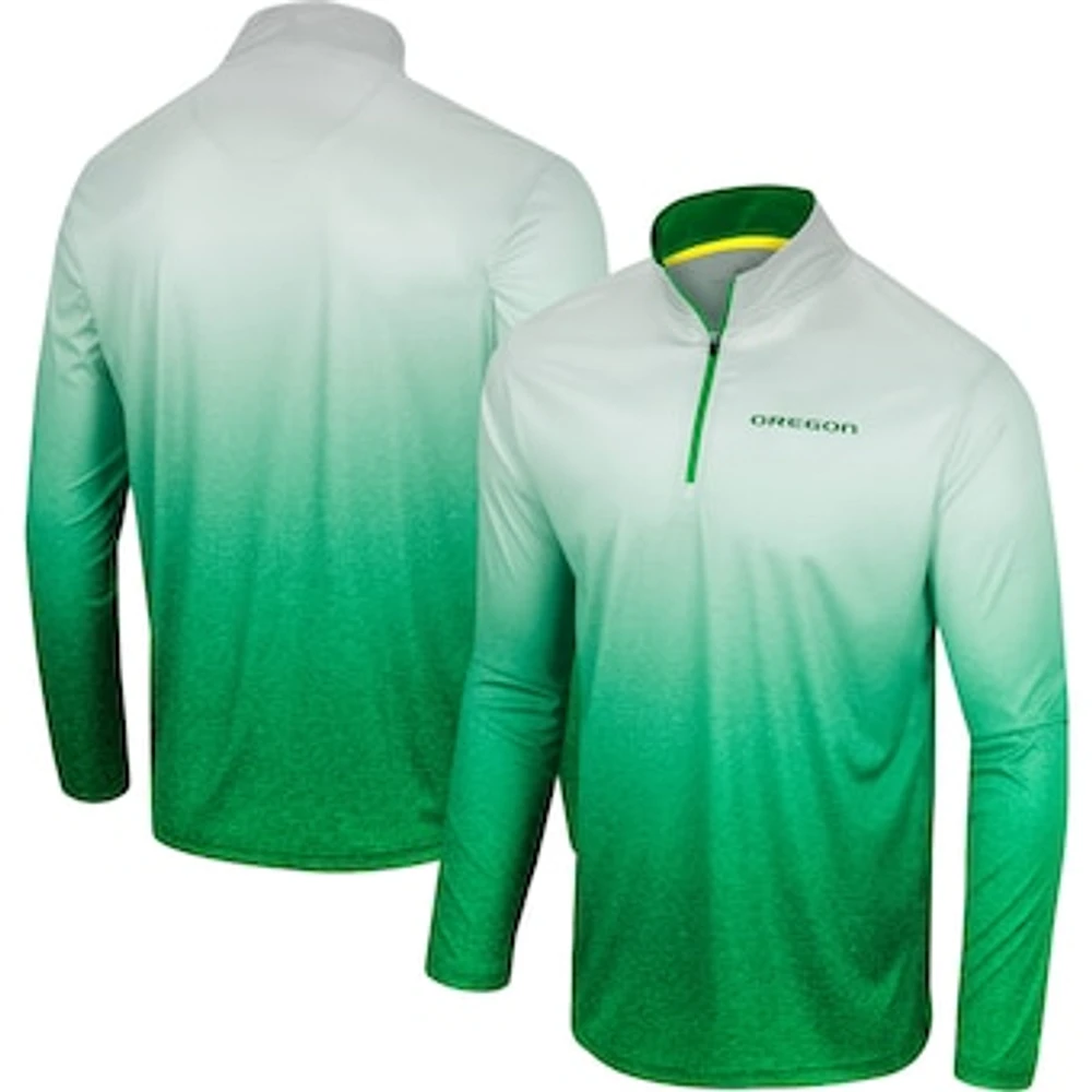 Men's Colosseum White/Green Oregon Ducks Laws of Physics Quarter-Zip Windshirt