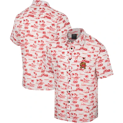 Men's Colosseum White Maryland Terrapins Spontaneous is Romantic Camp Button-Up Shirt