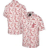 Men's Colosseum White Stanford Cardinal Spontaneous is Romantic Camp Button-Up Shirt