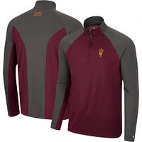 Men's Colosseum Maroon/Charcoal Arizona State Sun Devils Two Yutes Raglan Quarter-Zip Windshirt