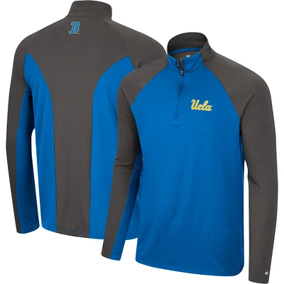 Men's Colosseum Blue/Charcoal UCLA Bruins Two Yutes Raglan Quarter-Zip Windshirt