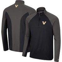 Men's Colosseum Black/Charcoal Vanderbilt Commodores Two Yutes Raglan Quarter-Zip Windshirt