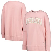 Women's Pressbox Pink Nebraska Huskers La Jolla Fleece Pullover Sweatshirt