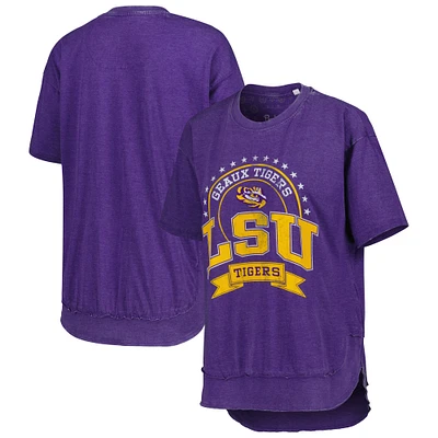 Women's Pressbox Heather Purple LSU Tigers Vintage Wash Poncho Captain T-Shirt