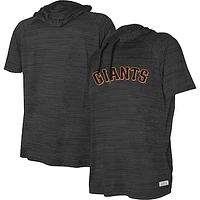 Youth Stitches Heather Black San Francisco Giants Raglan Short Sleeve Pullover Hoodie