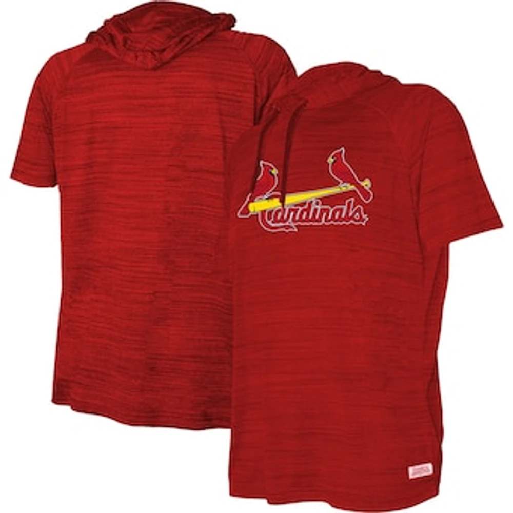 Youth Stitches Heather Red St. Louis Cardinals Raglan Short Sleeve Pullover Hoodie