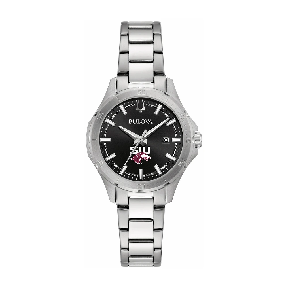 Women's Bulova Black Southern Illinois Salukis Stainless Steel Classic Sport Watch