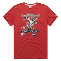 Men's Homage Christian McCaffrey Heathered Scarlet San Francisco 49ers NFL Blitz Player Tri-Blend T-Shirt