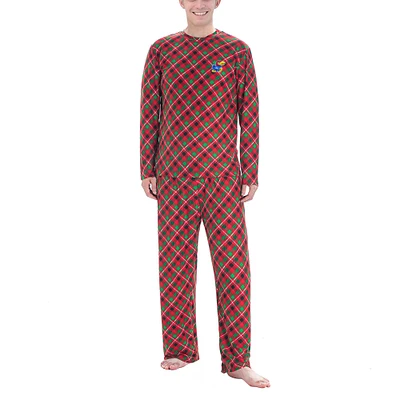 Men's Concepts Sport Red/Green Kansas Jayhawks Holly Knit Long Sleeve Top and Pant Set