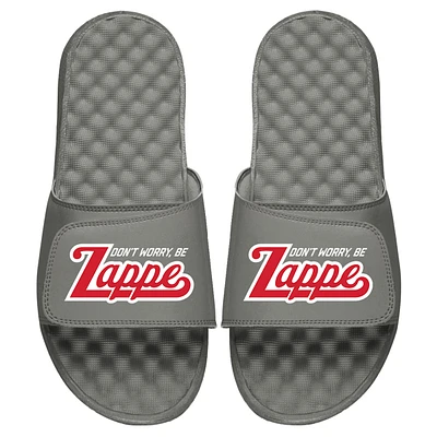 Youth ISlide x BreakingT Bailey Zappe Gray NFLPA Don't Worry Be Slide Sandals