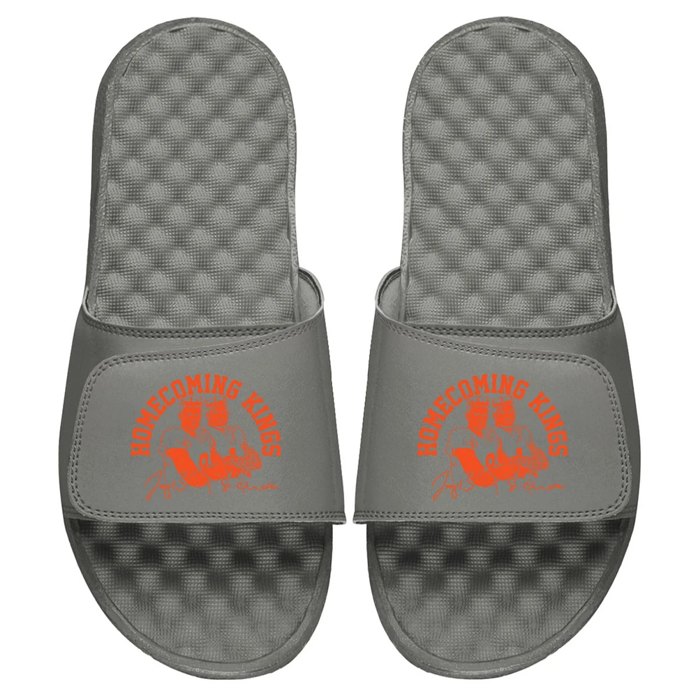 Youth ISlide x BreakingT Joe Burrow & Ja'Marr Chase Gray NFLPA Homecoming Kings Slide Sandals