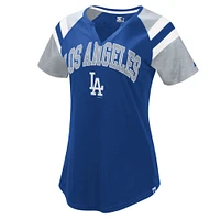 Women's Starter Royal Los Angeles Dodgers Game On Notch Neck Raglan - T-Shirt