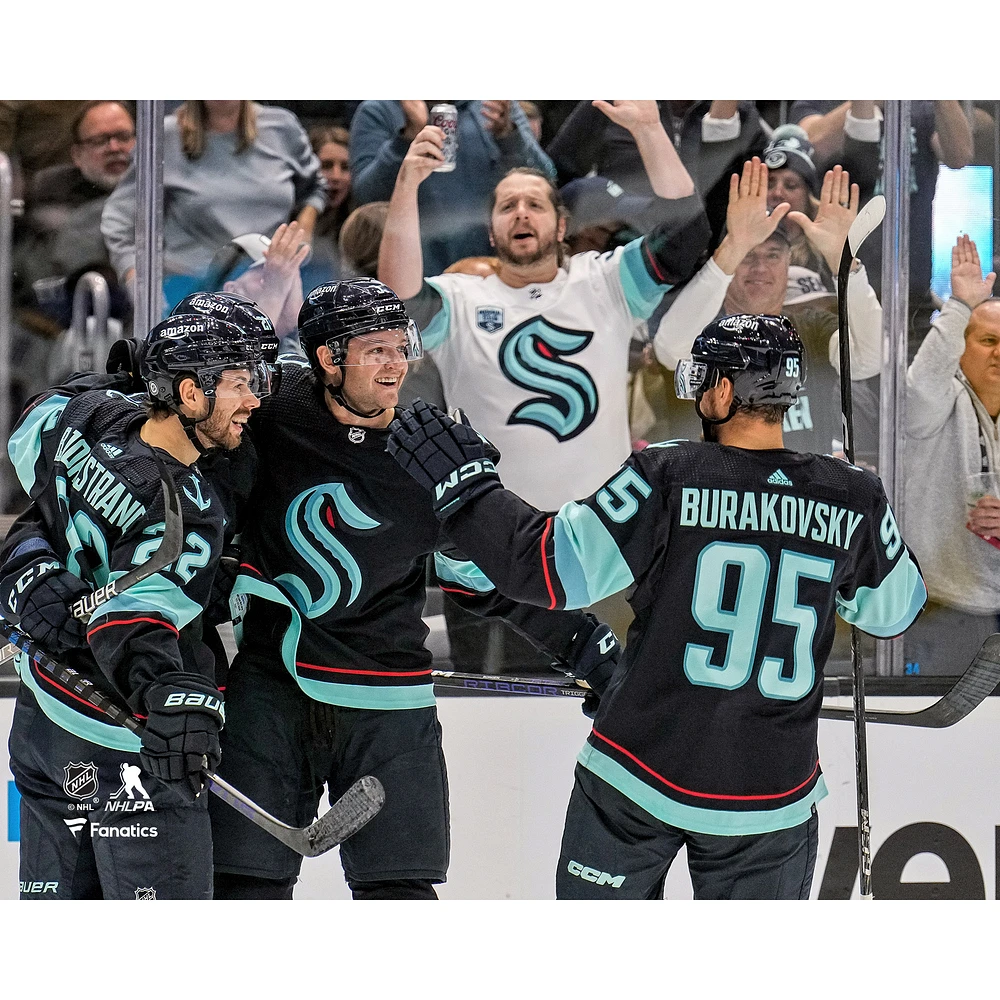 Andre Burakovsky Seattle Kraken Unsigned Celebrates with Teammates Photograph