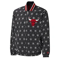 Men's Starter Black Chicago Bulls In-Field Play Full-Zip Varsity Jacket