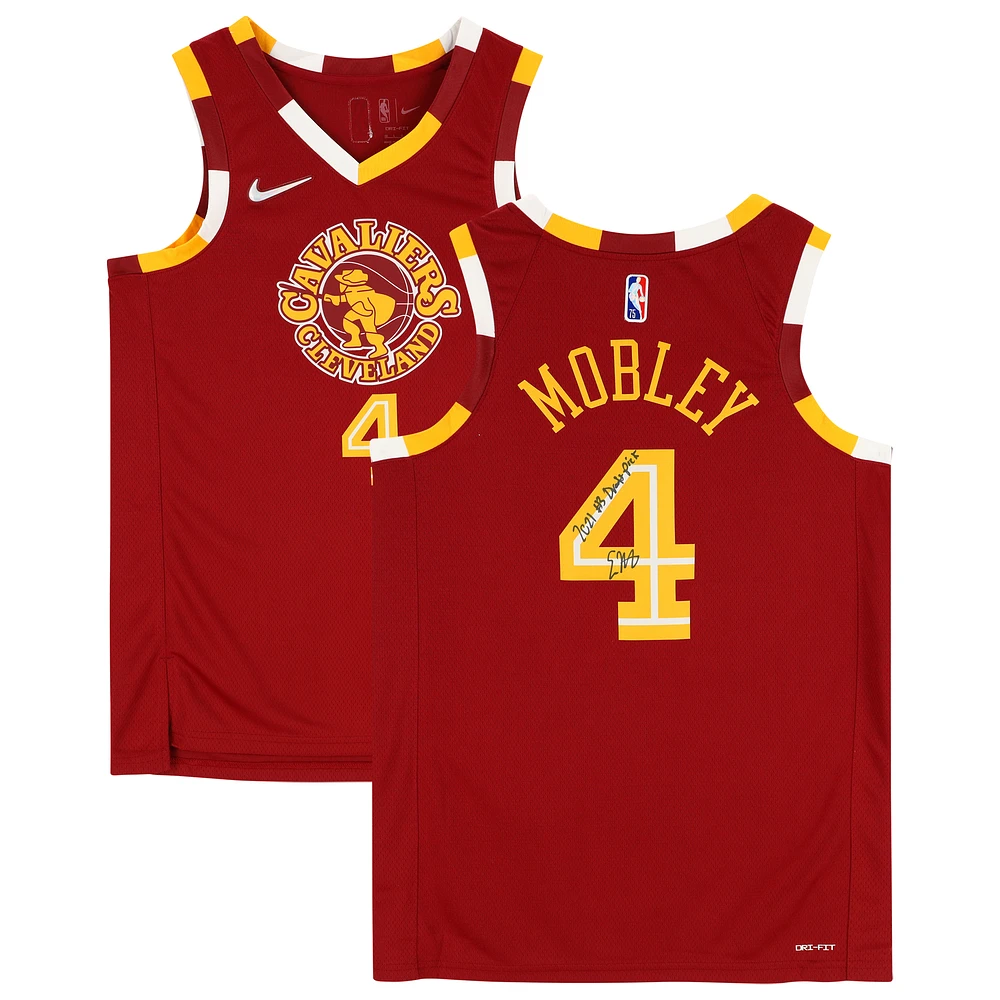 Evan Mobley Cleveland Cavaliers Autographed Nike Red 2021-22 Mixtape Swingman Jersey with "#3 Draft Pick" Inscription