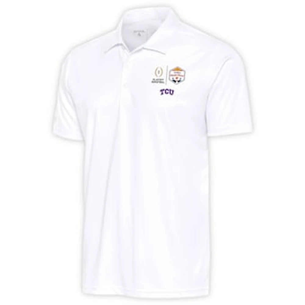 Men's Antigua White TCU Horned Frogs College Football Playoff 2022 Fiesta Bowl Tribute Polo