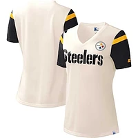 Women's Starter White Pittsburgh Steelers Kick-Starter - V-Neck T-Shirt